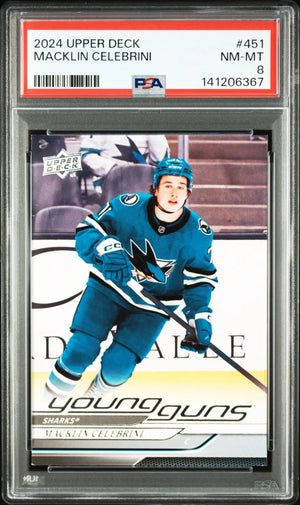 2024 Upper Deck Series 2 Young Guns Rookie Macklin Celebrini RC PSA 8 