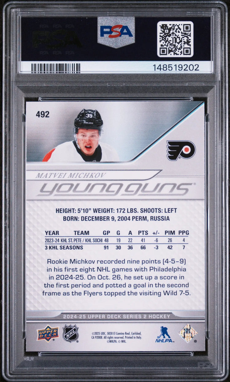 2024 Upper Deck Series 2 Young Guns Rookie Matvei Michkov RC PSA 9 