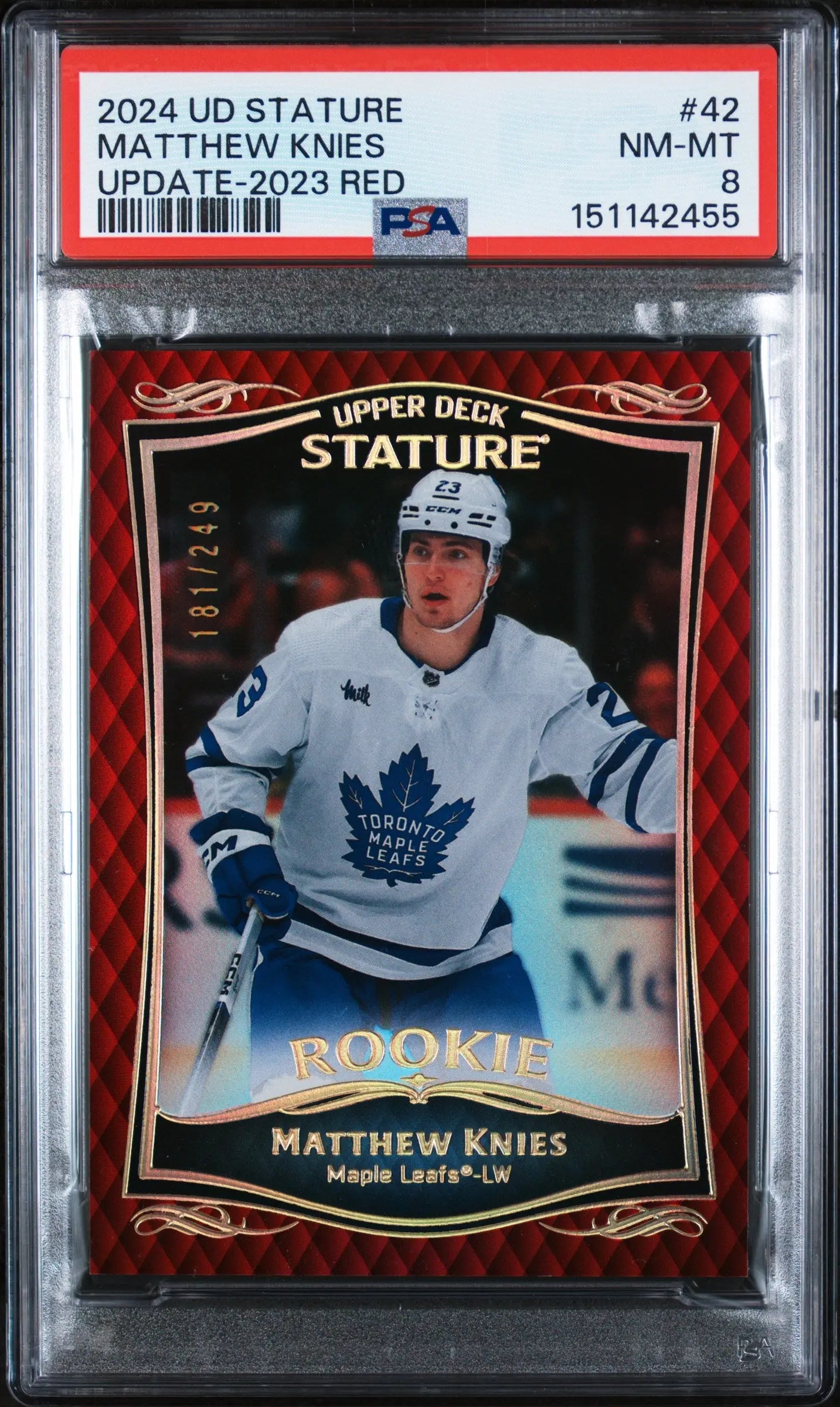 2024 Upper Deck Stature Red Update Rookie Matthew Knies #42 /249 PSA 8 