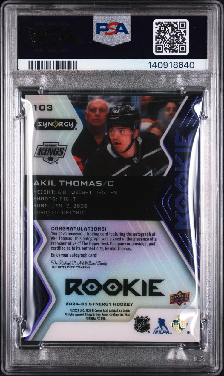 2024 Upper Deck Synergy Akil Thomas #103 Autograph Purple PSA 9 