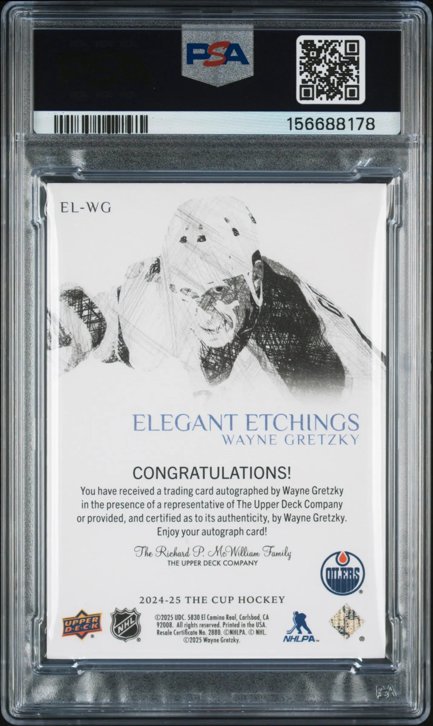 2024 Upper Deck The Cup Wayne Gretzky Elegant Etchings Auto PSA 9 