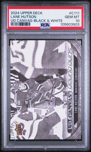 2024 Upper Deck UD Canvas Young Guns RC Lane Hutson Black White PSA 10 
