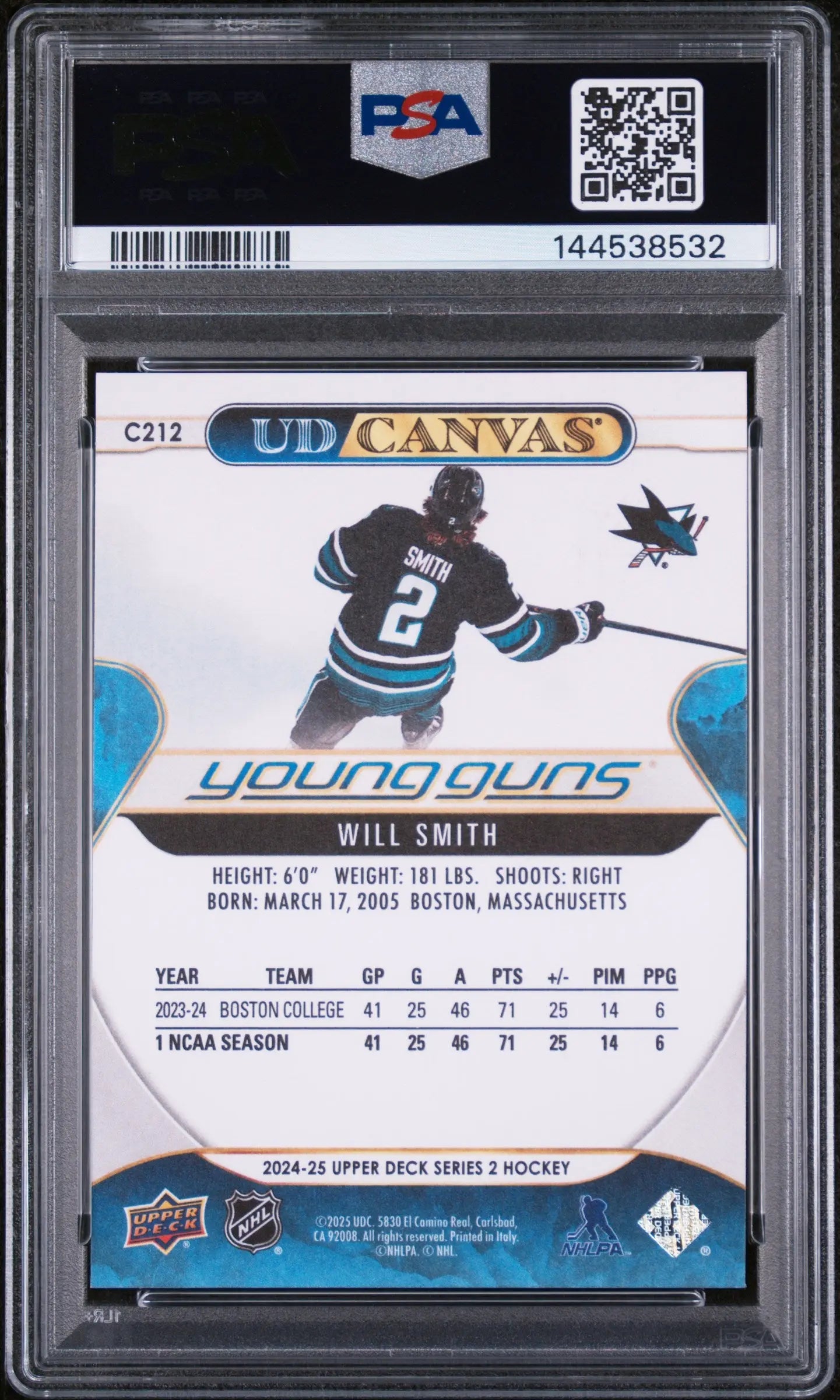 2024 Upper Deck UD Canvas Young Guns Rookie Will Smith RC PSA 9 