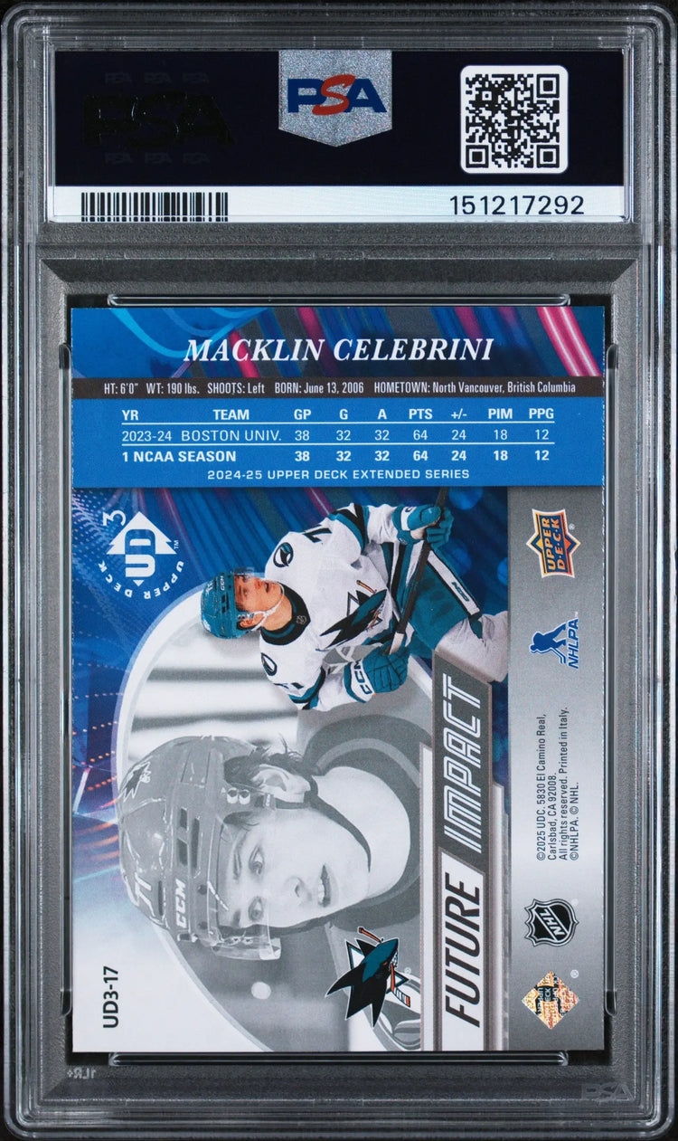 2024 Upper Deck Ud3 Future Impact Rookie Macklin Celebrini RC PSA 9 