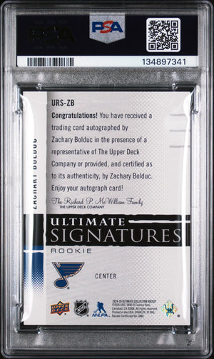 2024 Upper Deck Ultimate Collection Ultimate Rookie Auto Zachary Bolduc PSA 10 