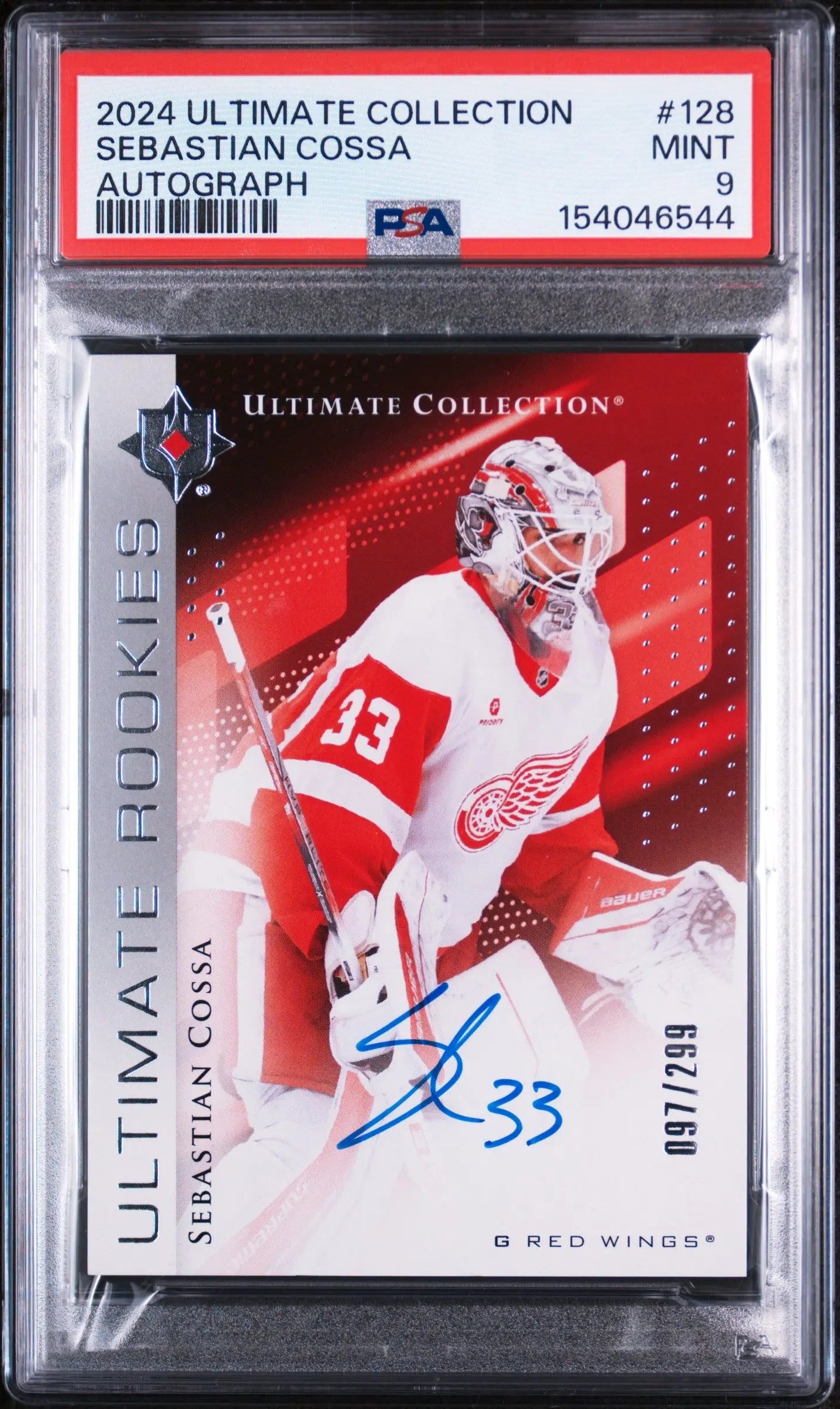 2024 Upper Deck Ultimate Rookie Autograph Sebastian Cossa Auto /299 RC PSA 9 