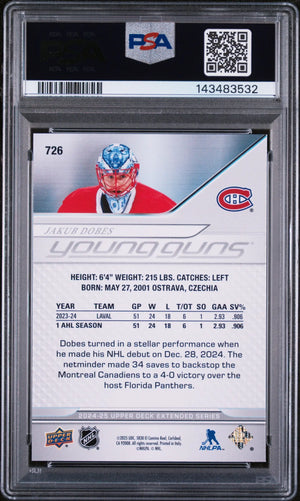 2024 Upper Deck Young Guns Extended Series Rookie Jakub Dobes RC PSA 9 