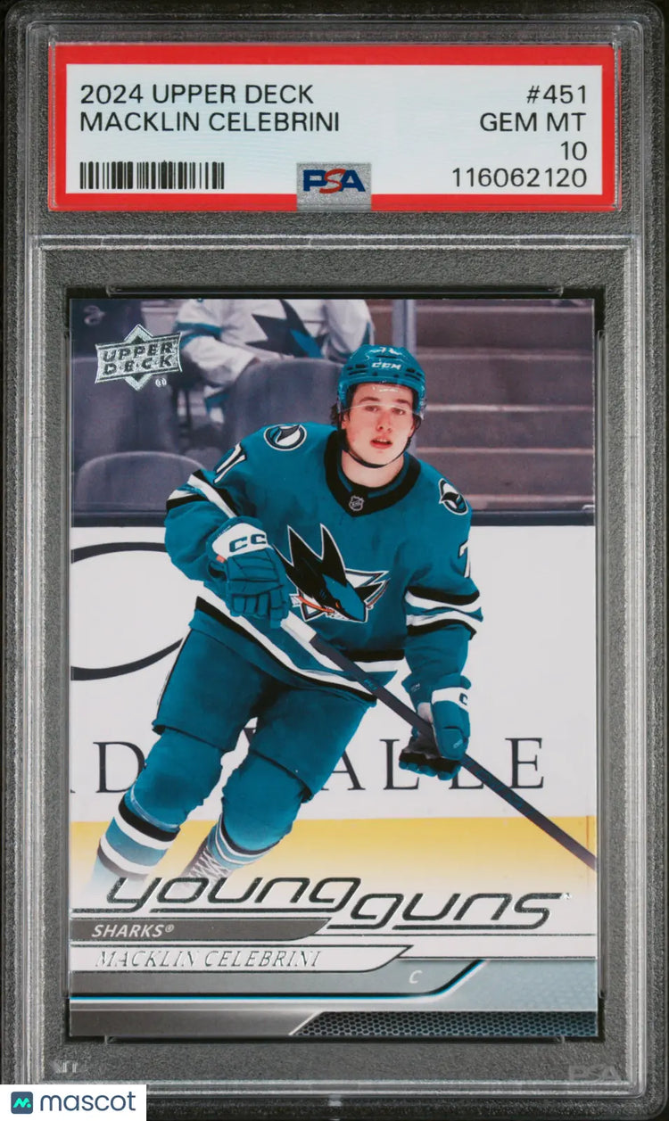 2024 Upper Deck Young Guns RC Rookie Macklin Celebrini #451 PSA 10 