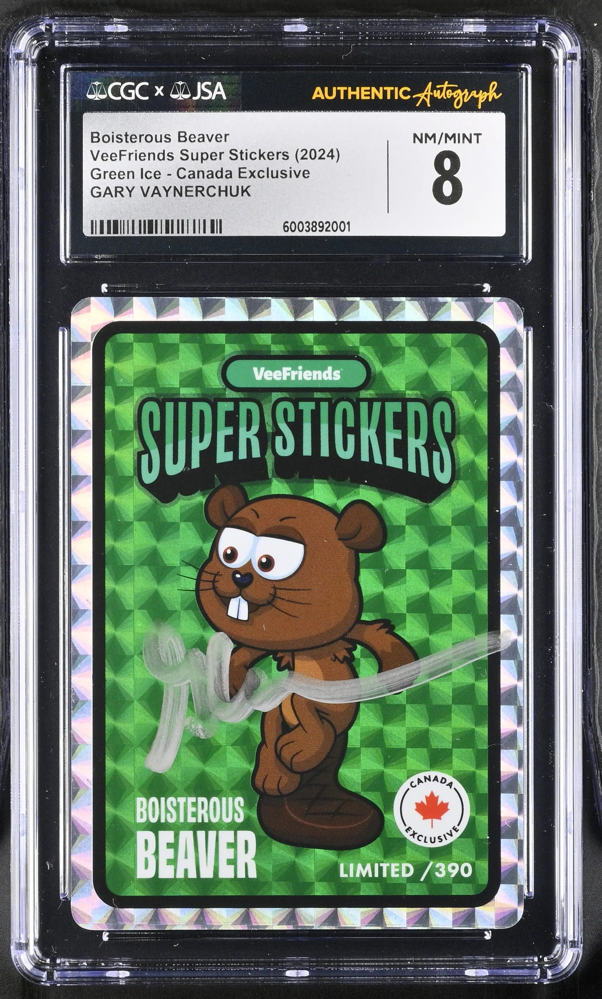 2024 Veefriends SS Boisterous Beaver Green Ice Canada Excl. /390 CGC 8 Auto Auth 