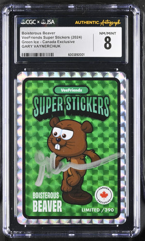 2024 Veefriends SS Boisterous Beaver Green Ice Canada Excl. /390 CGC 8 Auto Auth 