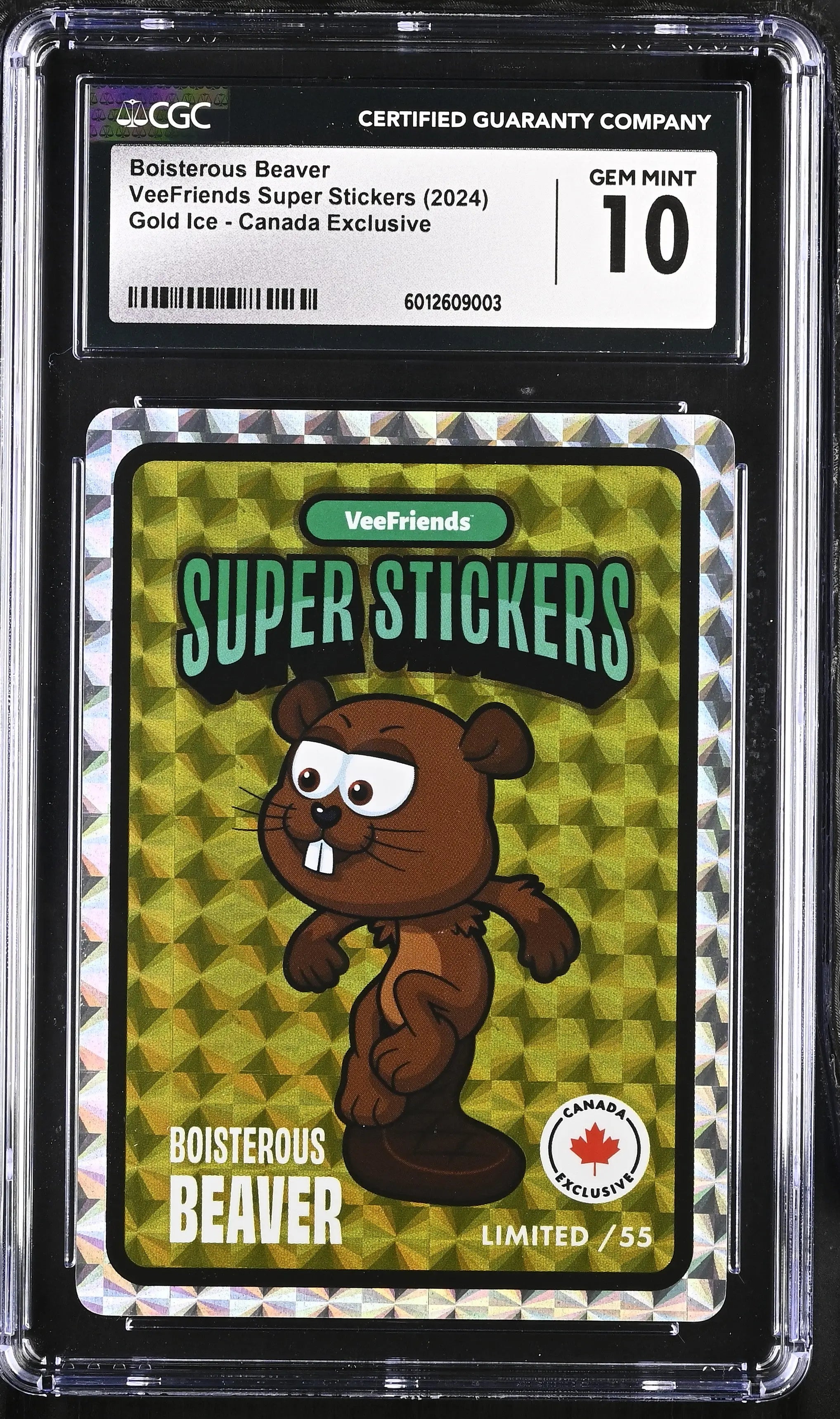 2024 Veefriends Super Sticker Boisterous Beaver Gold Ice Canada Exclusive CGC 10 
