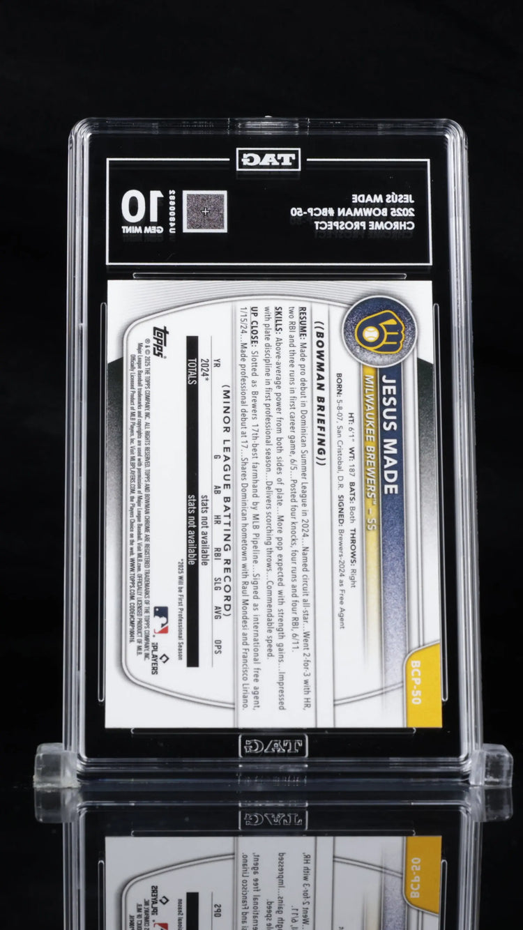 2025 1st Bowman Chrome Prospect Jesús Made RC TAG 10 Brewers 