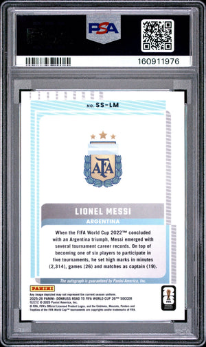 2025-2026 Panini Road To FIFA World Cup Autograph Lionel Messi Auto PSA 9 
