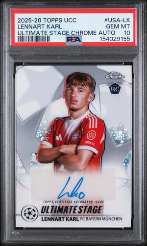 2025-2026 Topps Chrome UCC Ultimate Stage Rookie Autographs Lennart Karl PSA 10 