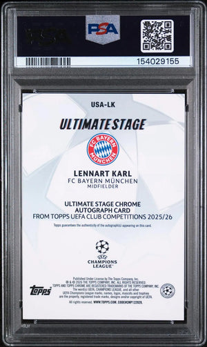 2025-2026 Topps Chrome UCC Ultimate Stage Rookie Autographs Lennart Karl PSA 10 