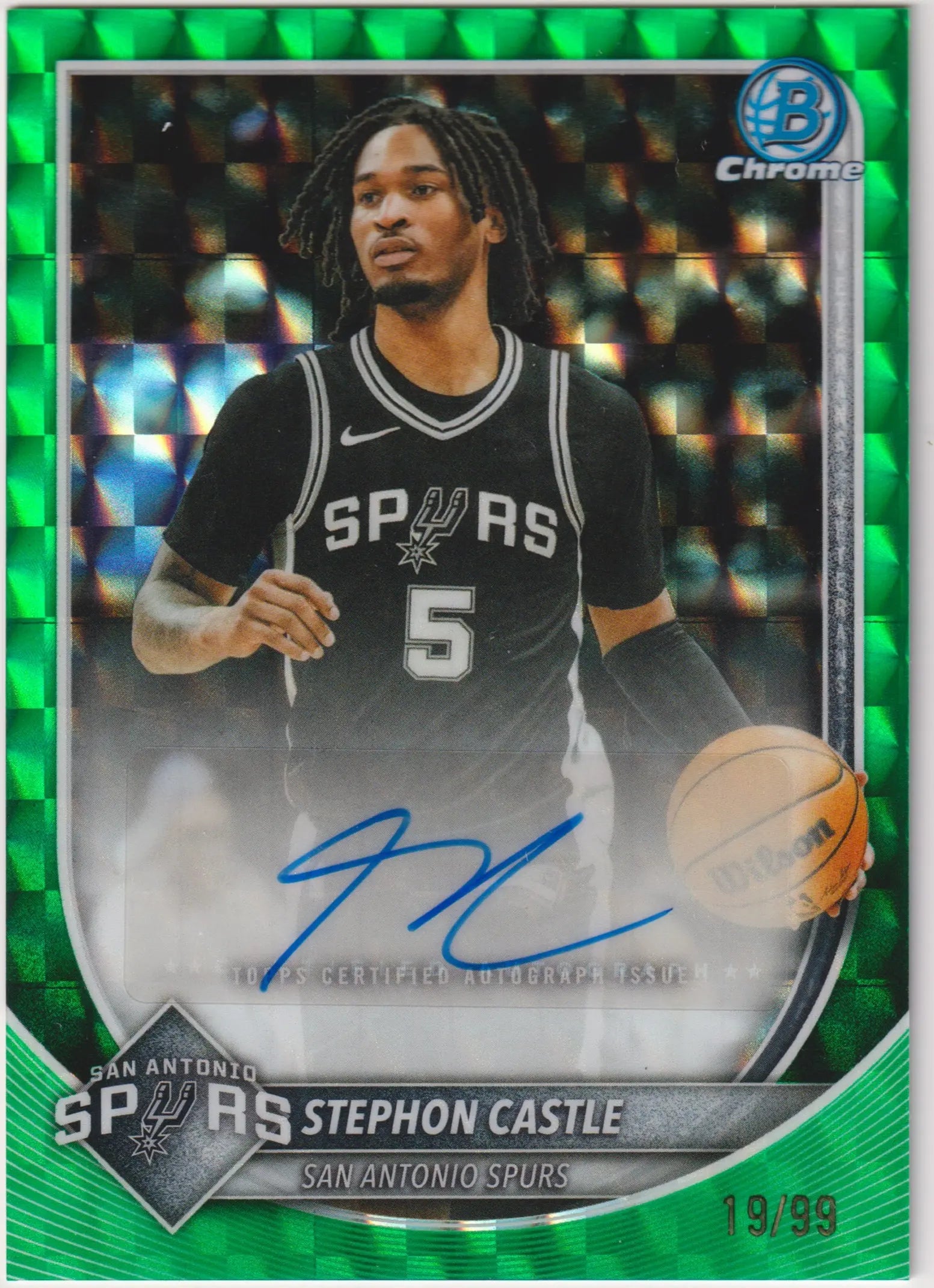 2025-26 Bowman Chrome Autograph Stephon Castle Auto Green Geometric /99 