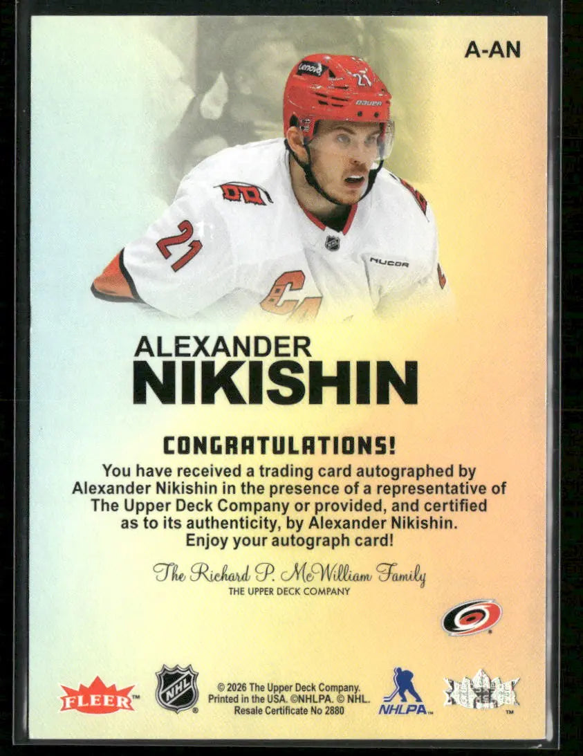 2025-26 Fleer Hockey Autographics Alexander Nikishin 