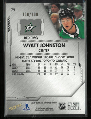 2025-26 Metal Universe Hockey Wyatt Johnston Precious Metal Gems Red /100 