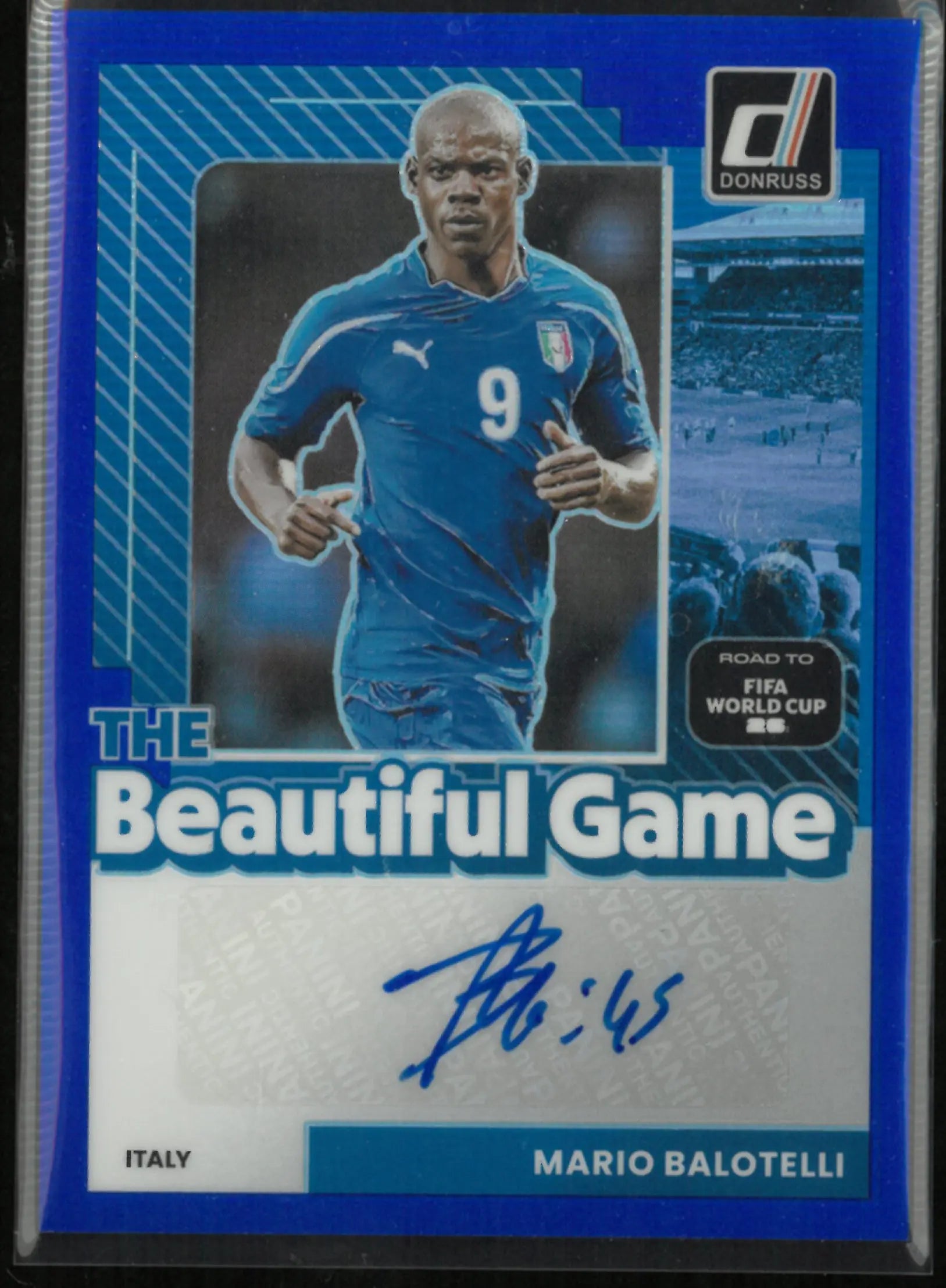 2025-26 Panini Donruss The Beautiful Game Autograph Mario Balotelli Auto Blue/99 