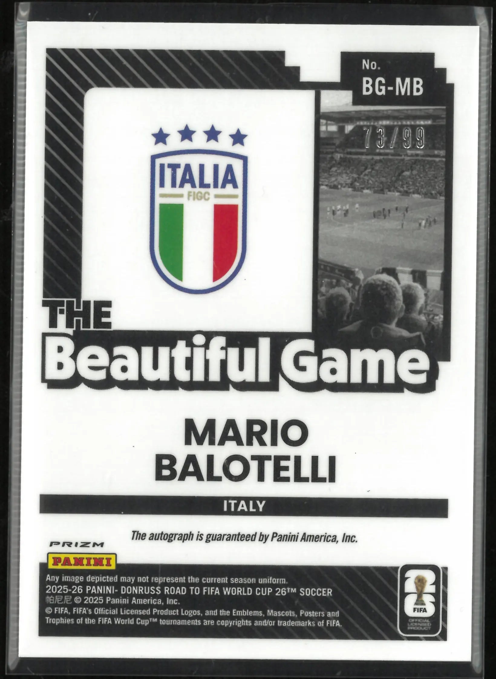2025-26 Panini Donruss The Beautiful Game Autograph Mario Balotelli Auto Blue/99 