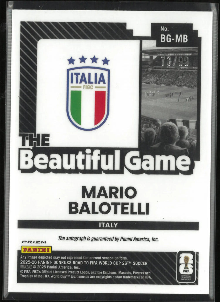 2025-26 Panini Donruss The Beautiful Game Autograph Mario Balotelli Auto Blue/99 