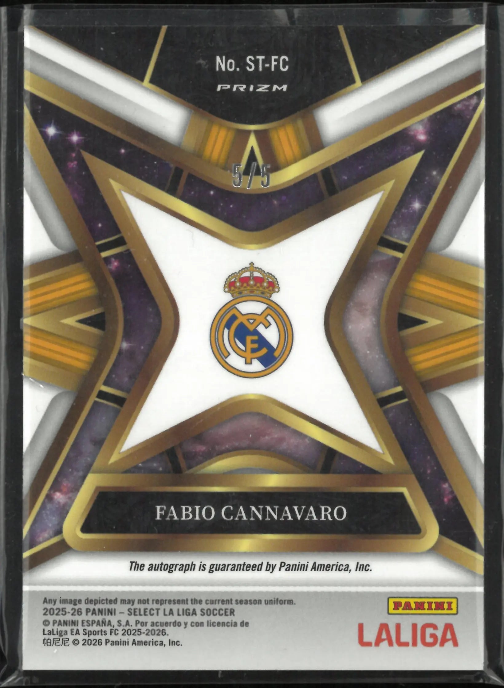 2025-26 Panini Select La Liga Stars Fabio Cannavaro Autograph Auto Green /5 