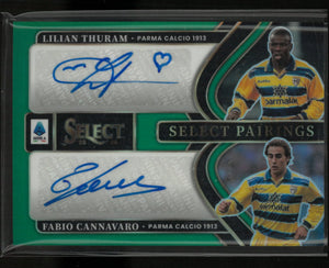 2025-26 Panini Select Pairings Autograph Lilian Thuram/Fabio Cannavaro Green /5 