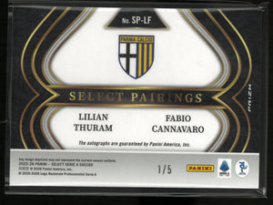 2025-26 Panini Select Pairings Autograph Lilian Thuram/Fabio Cannavaro Green /5 