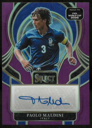 2025-26 Panini Select Road To FIFA World Cup Paolo Maldini Autograph Purple /99 
