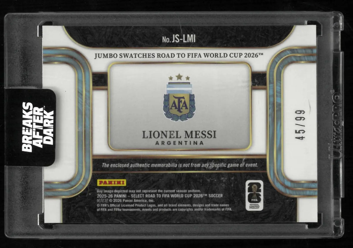 2025-26 Panini Select Road To FIFA World Cup Patch Lionel Messi Purple /99 