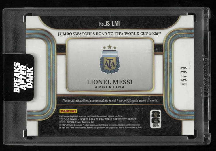 2025-26 Panini Select Road To FIFA World Cup Patch Lionel Messi Purple /99 