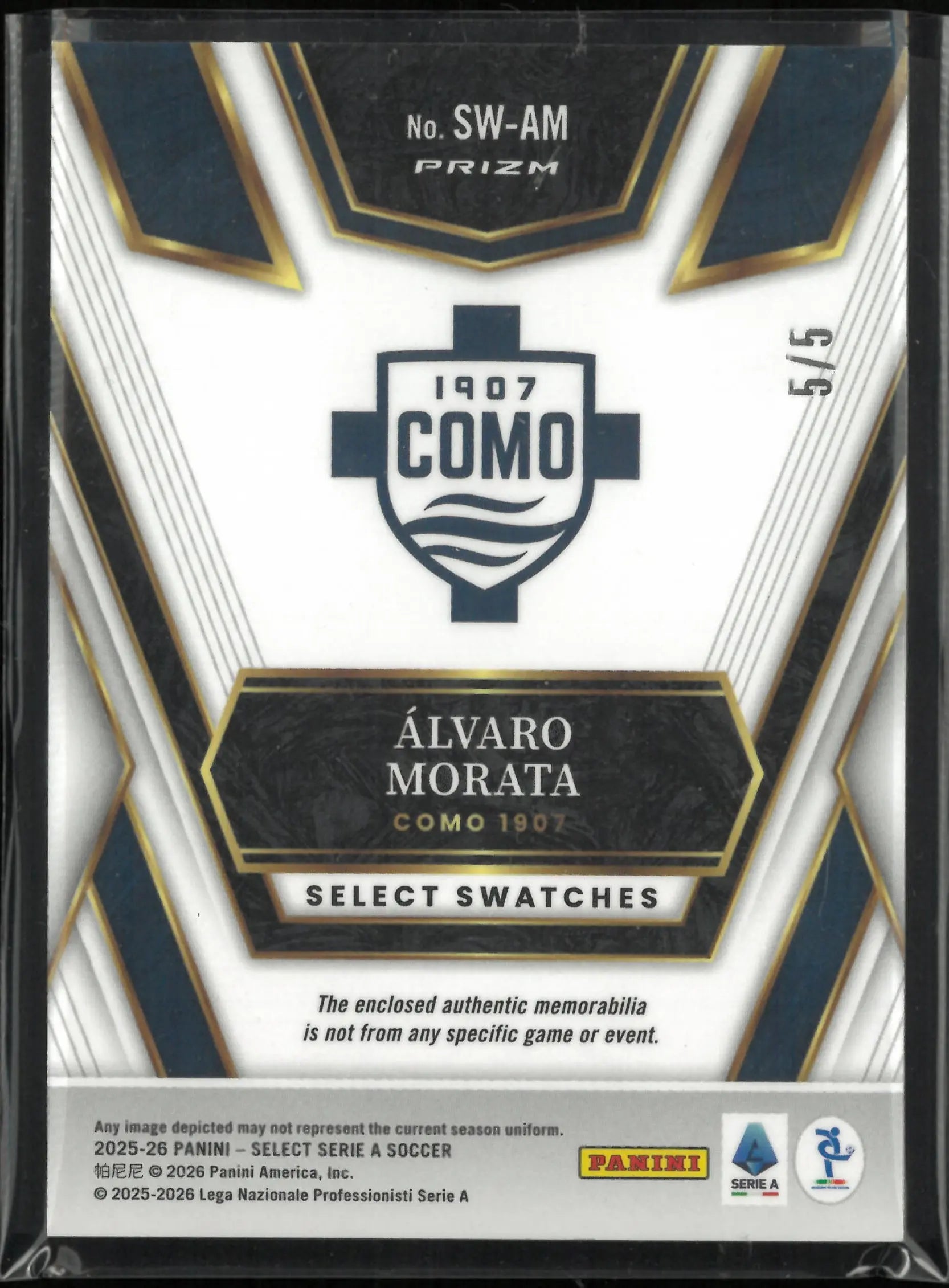 2025-26 Panini Select Select Swatches Alvaro Morata Patch Green /5 