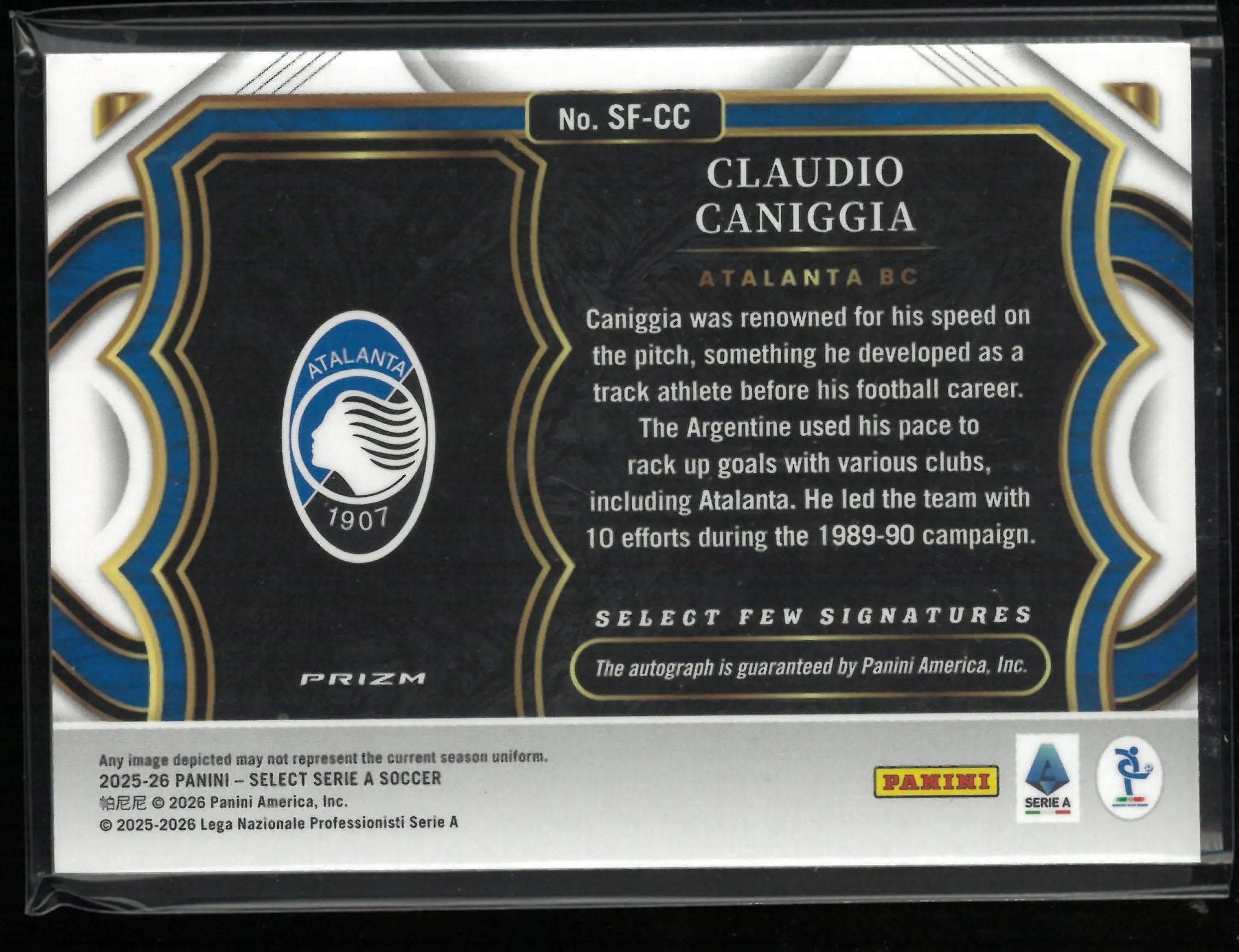 2025-26 Panini Select Serie A Autograph Claudio Caniggia Auto 
