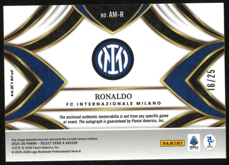 2025-26 Panini Select Serie A Ronaldo Autograph Patch Auto Orange /25 