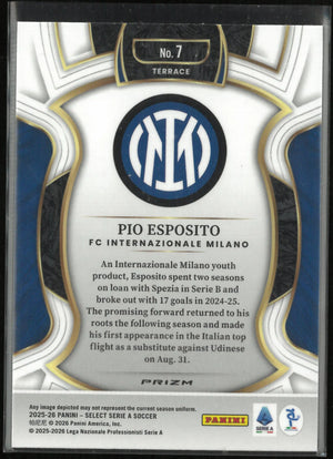 2025-26 Panini Select Serie A Rookie Pio Esposito Peacock RC SP 