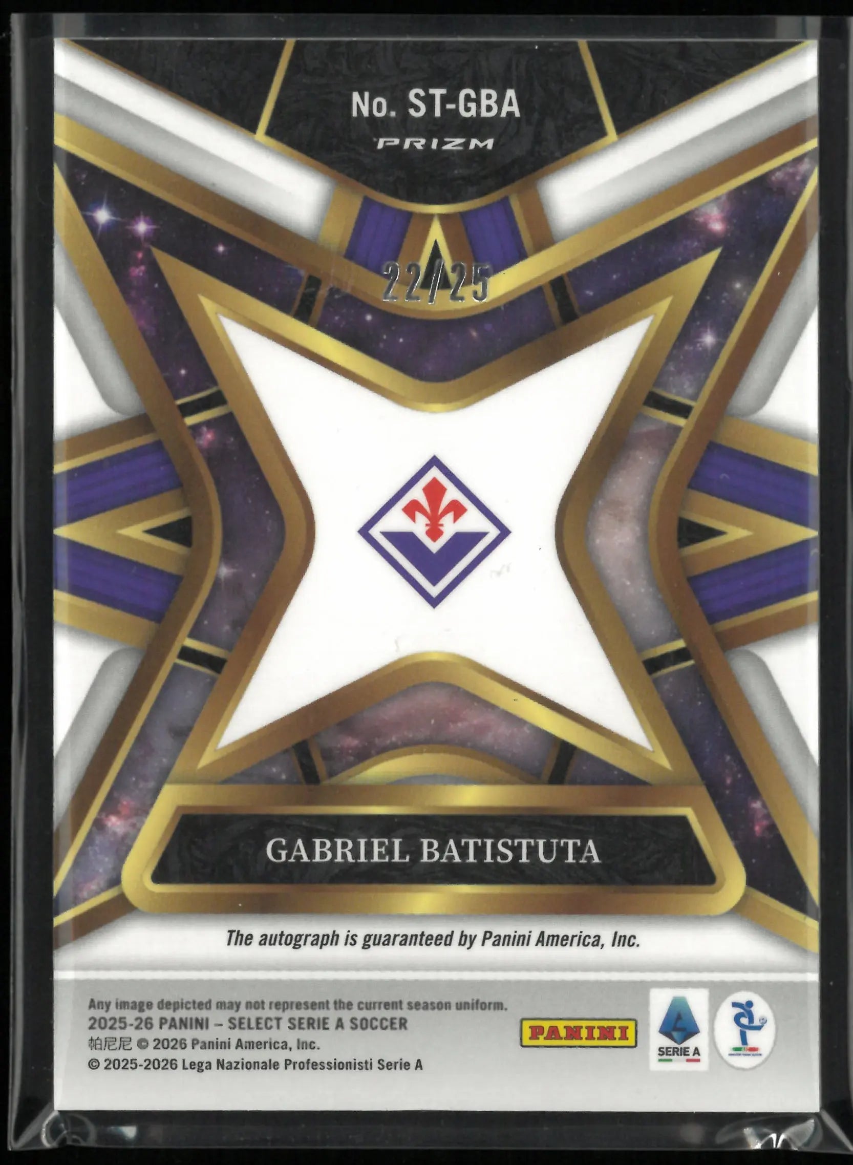 2025-26 Panini Select Stars Gabriel Batistuta Autograph Auto Orange /25 