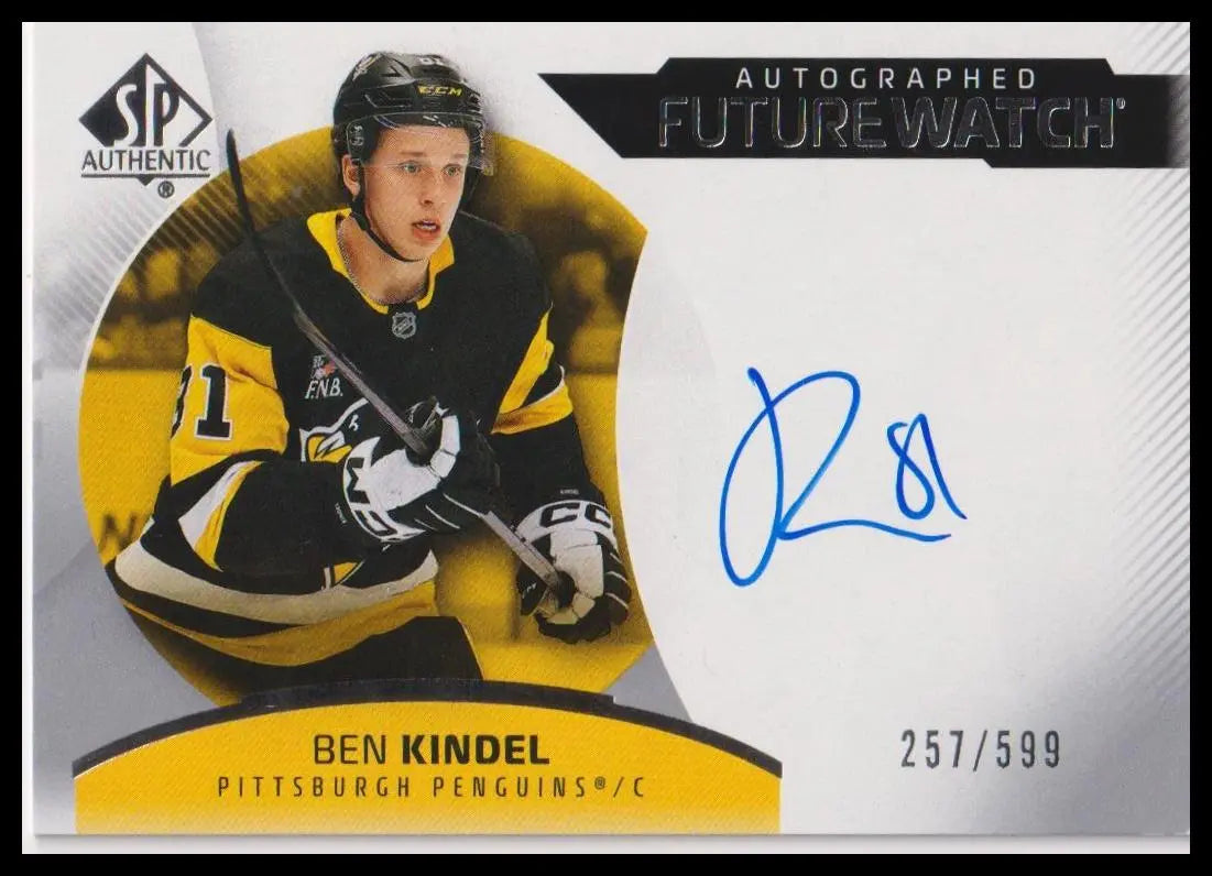 2025-26 SP Authentic #177 Ben Kindel Rookie Future Watch Auto Horizontal #/599 