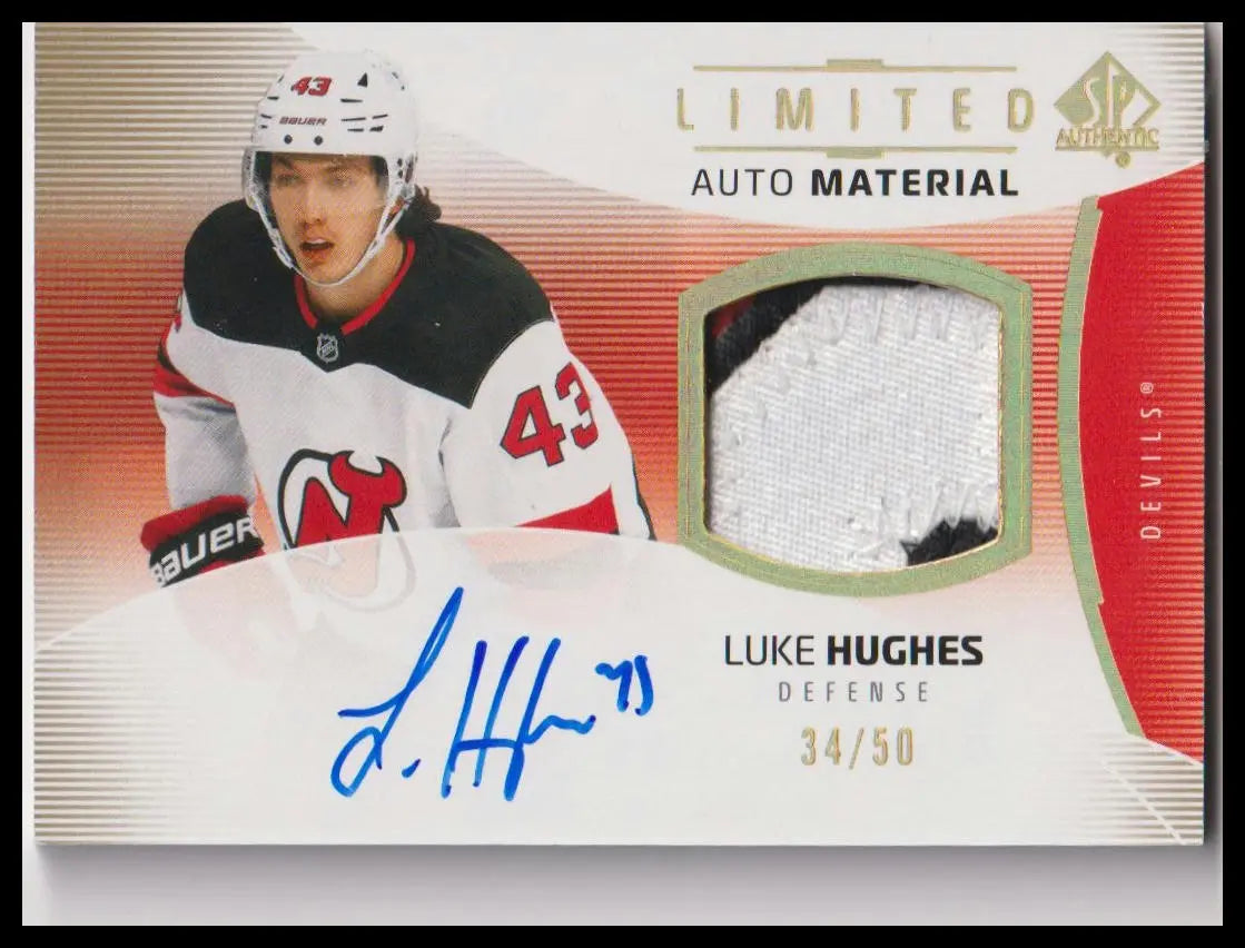 2025-26 SP Authentic #6 Luke Hughes Limited Autograph Material 