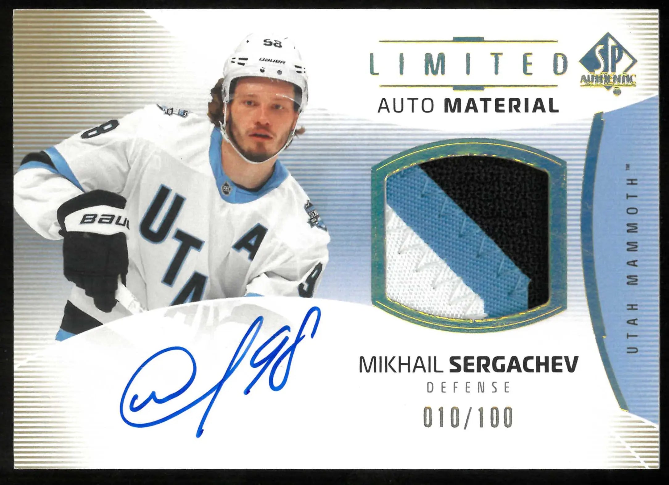 2025-26 SP Authentic #77 Mikhail Sergachev Limited Autograph Material #/100 