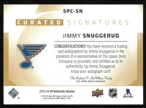 2025-26 SP Authentic #SPC-SN Jimmy Snuggerud Curated Signatures 