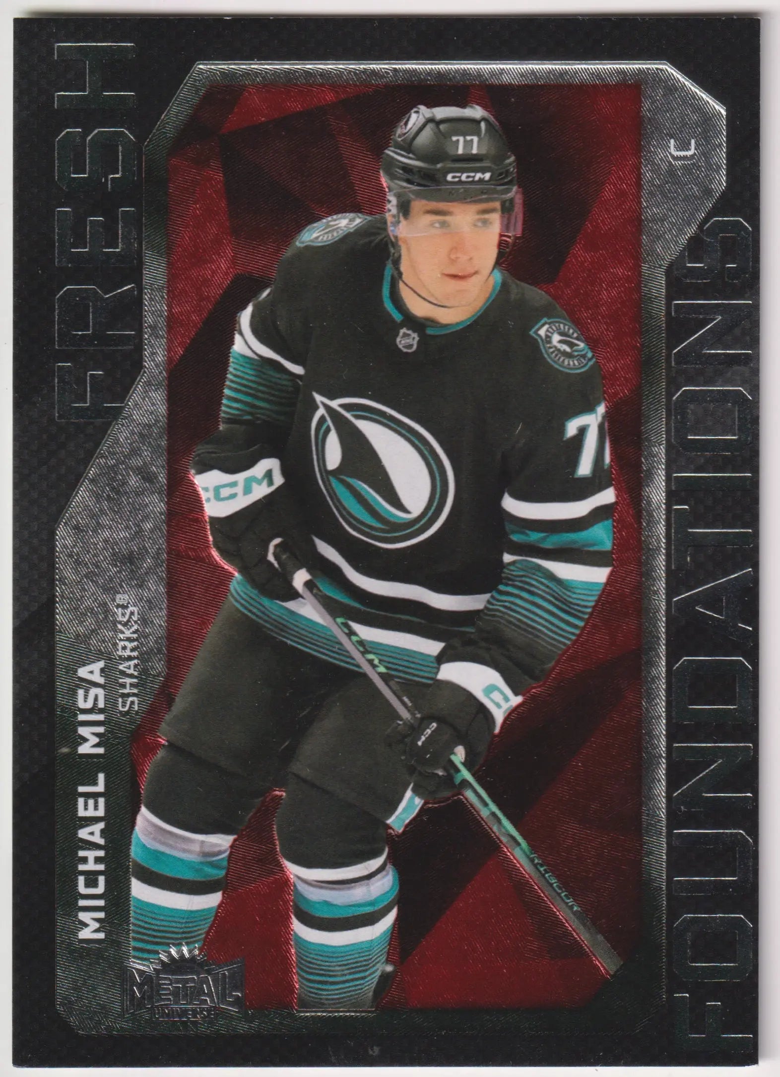 2025-26 SkyBox Metal Universe Rookie Michael Misa Fresh Foundations RC Red /99 