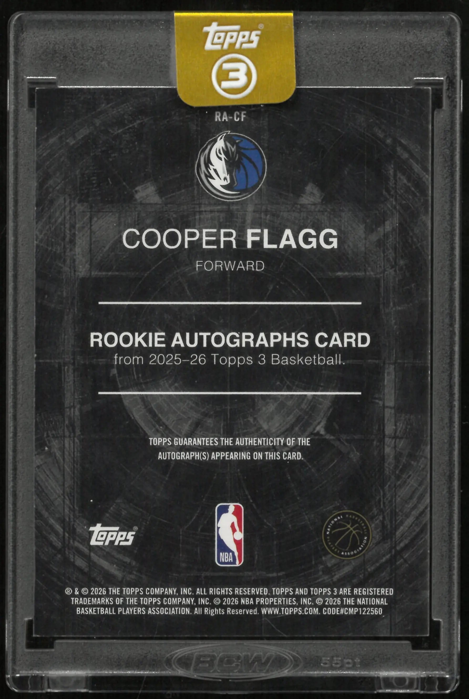 2025-26 Topps 3 Basketball Cooper Flagg RC Rookie Bronze Auto /25 