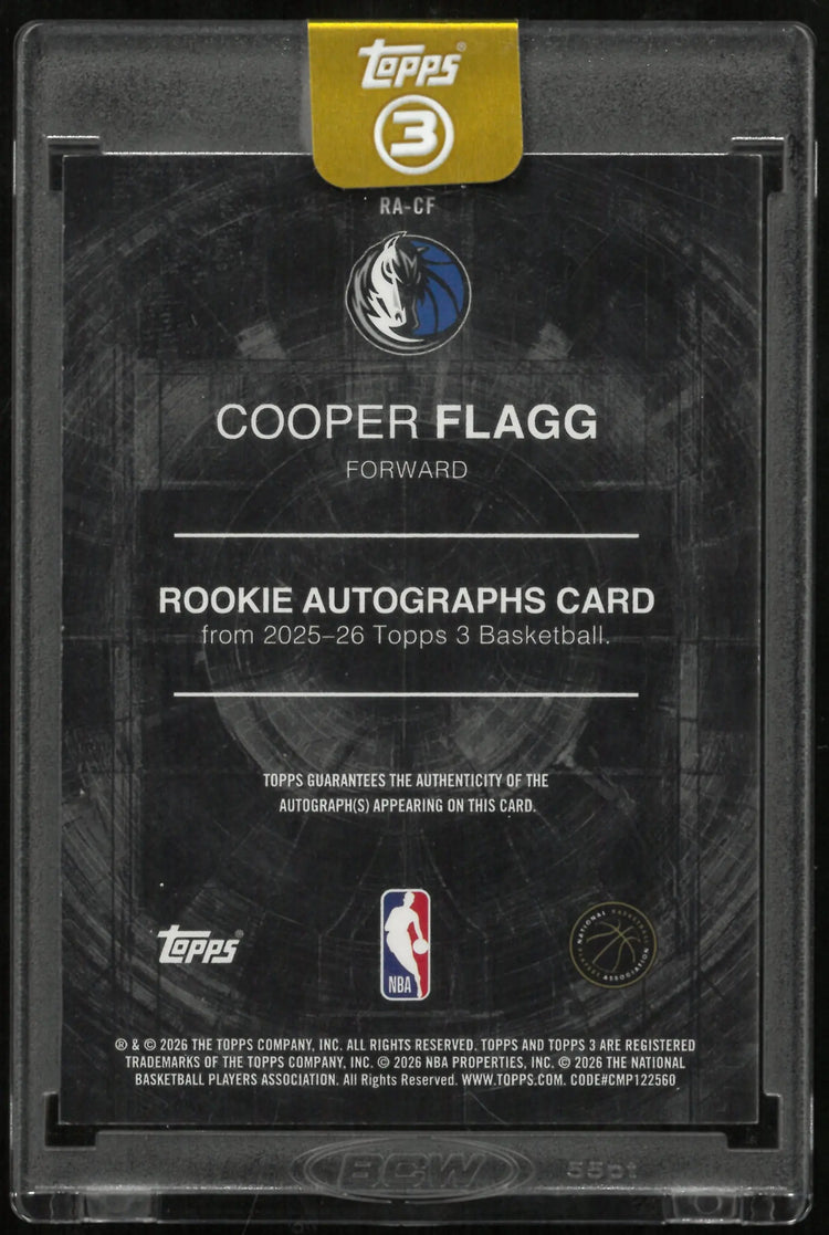 2025-26 Topps 3 Basketball Cooper Flagg RC Rookie Bronze Auto /25 