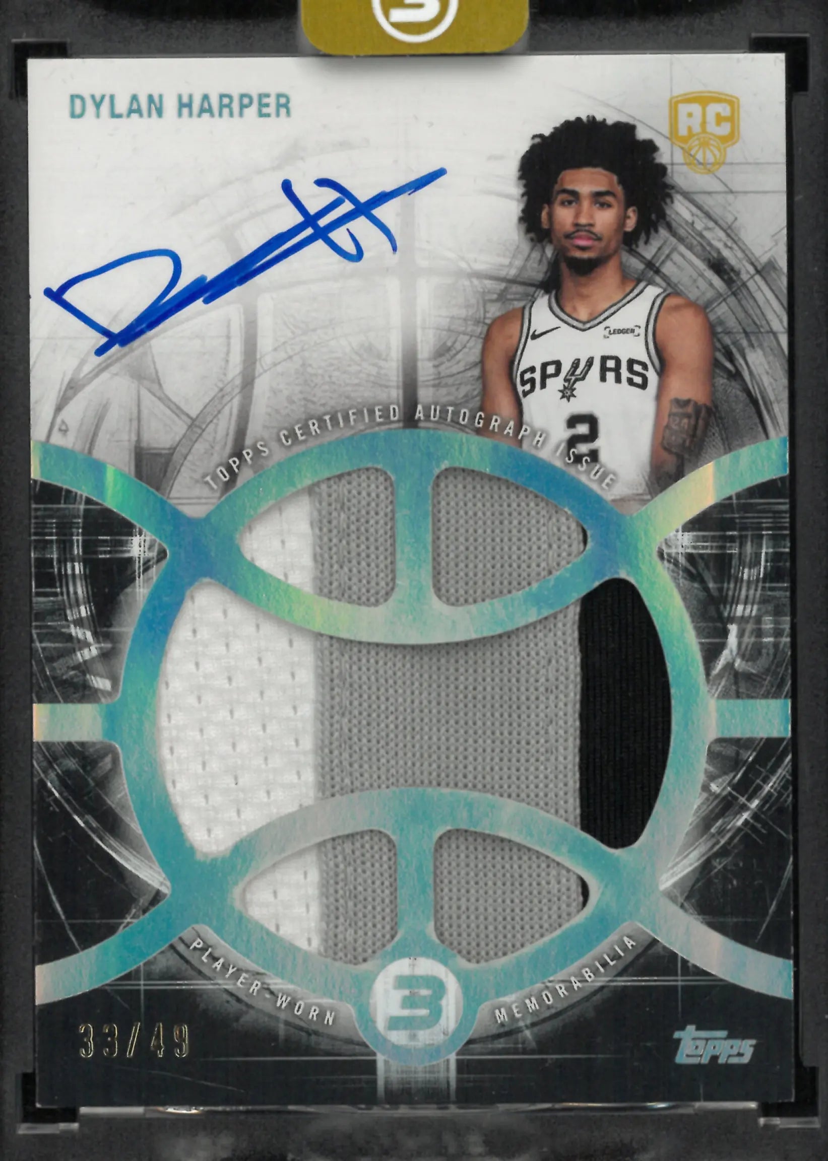 2025-26 Topps 3 Basketball Rookie Patch Autograph Prime Dylan Harper Auto /49 RC 
