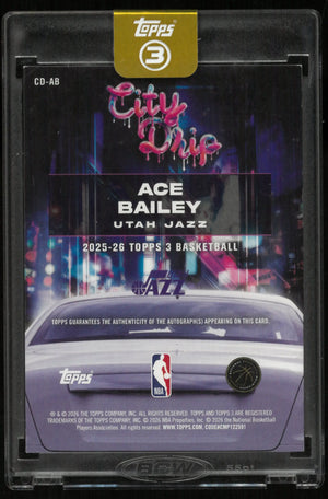 2025/26 Topps 3 City Drip Ace Bailey Rookie Autograph Auto RC /10 