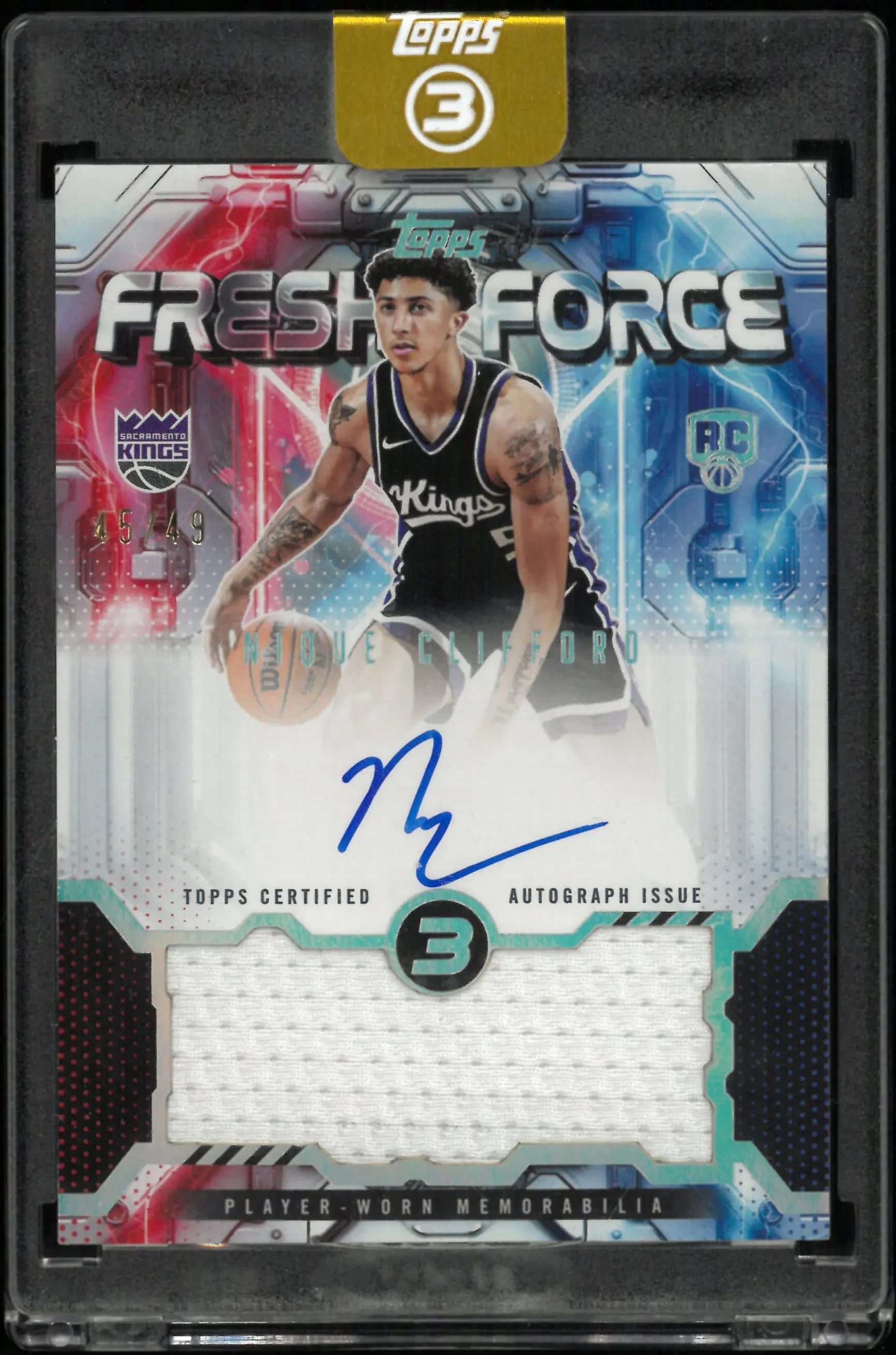 2025/26 Topps 3 Fresh Force Rookie Patch Autograph Nique Clifford Auto RC /49 