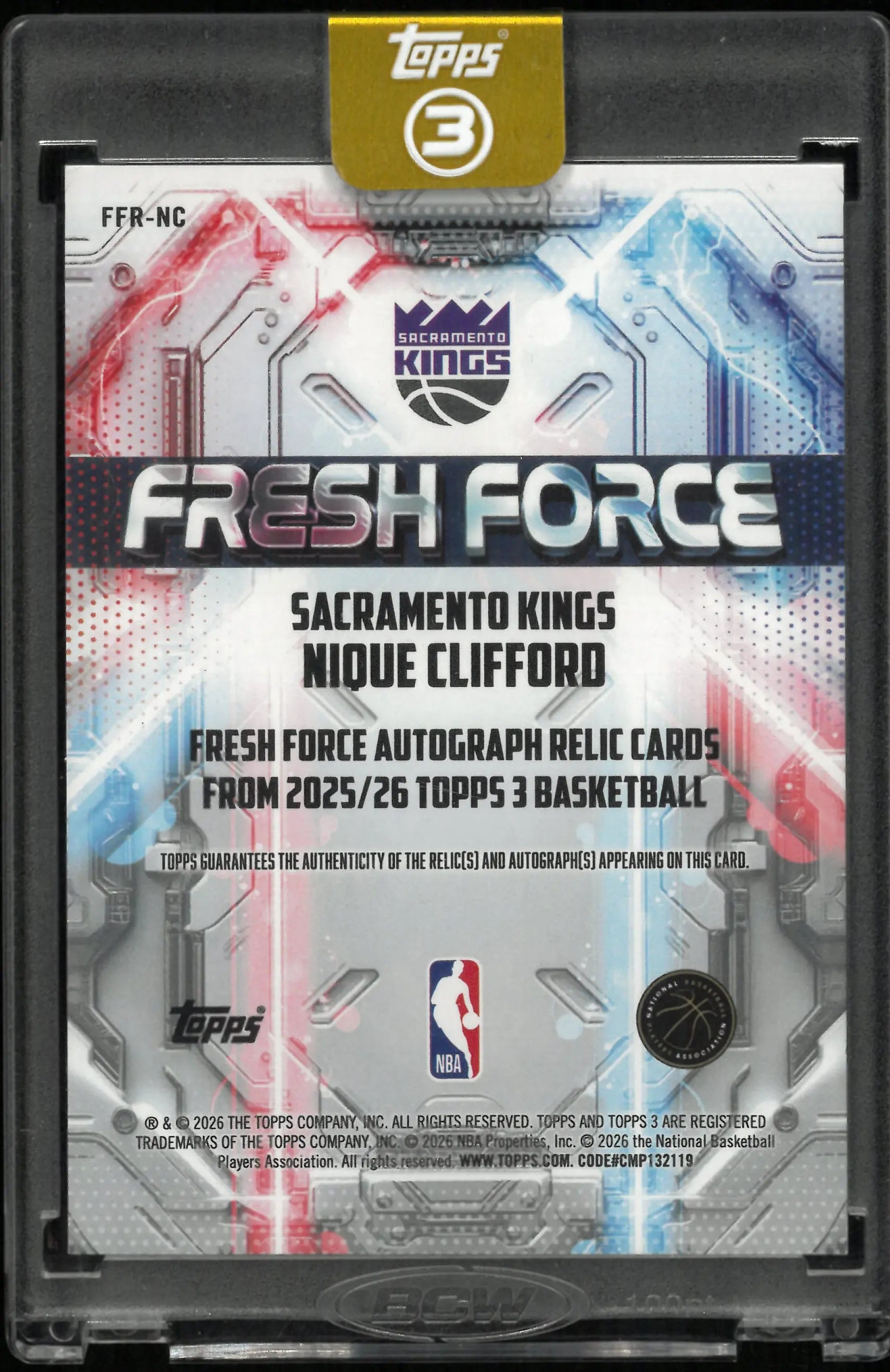 2025/26 Topps 3 Fresh Force Rookie Patch Autograph Nique Clifford Auto RC /49 