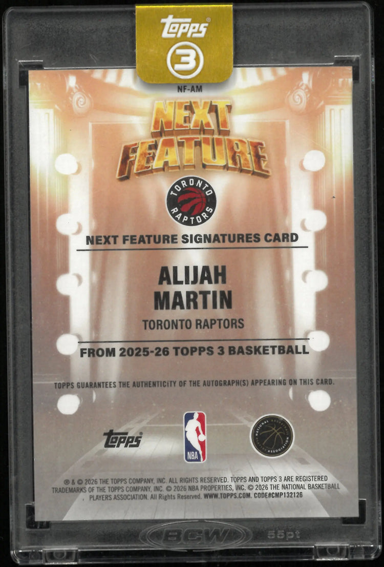 2025-26 Topps 3 Next Feature Autograph Rookie Alijah Martin Auto RC /25 