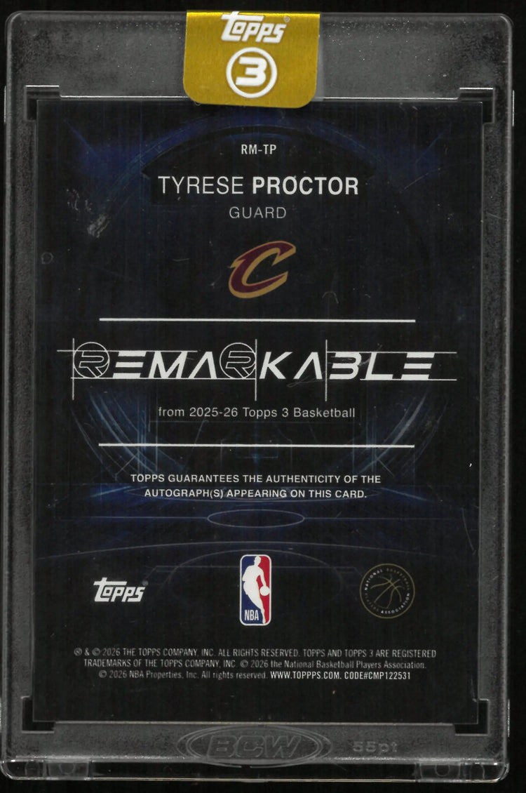 2025/26 Topps 3 Remarkable Rookie Autograph Tyrese Proctor Auto RC 