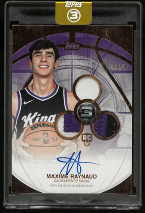2025-26 Topps 3 Rookie 3 Patch Autograph Maxime Raynaud Auto Orange /25 